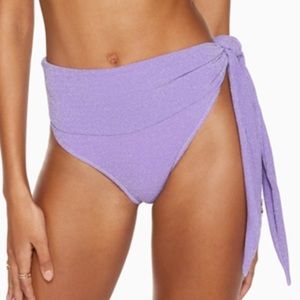 NWT Ramy Brook Nova Bikini Side Tie Bikini Bottoms in Violet Sparkle Size Medium